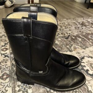 Justin Basics Mens Boots  11D JB3000 Black Western Cowboy Pull On Leather